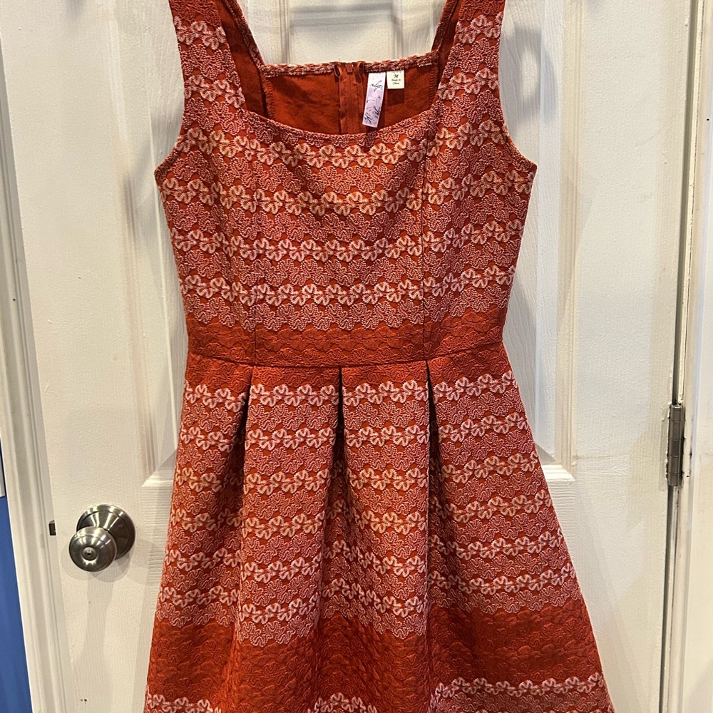 Alya Rust/Cream Embroidered Tank Dress Medium